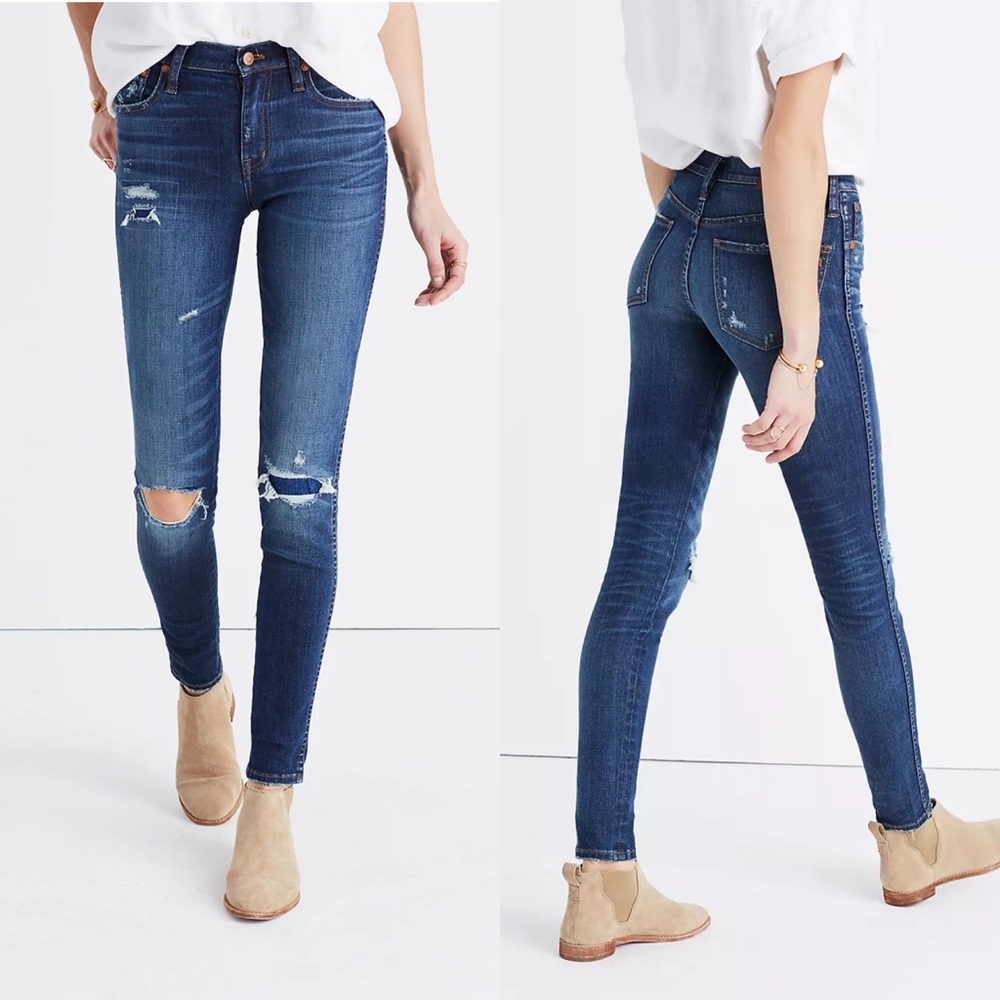 Madewell 9" High-Rise Skinny Jeans: Ripped and Patched Edition Size 30